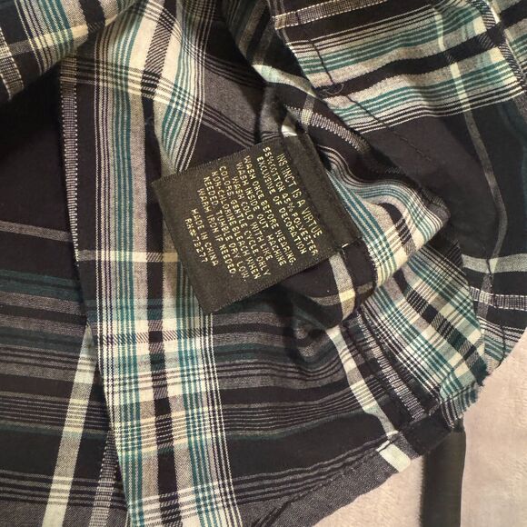 Helix Plaid Button Up Shirt Mens size L Western Athletic Fit Black long Sleeve - Picture 5 of 8